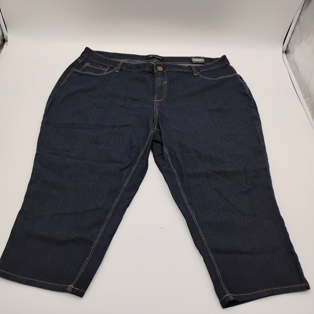 A3 Denim Womens Plus Size 22W Dark Wash Capri Jeans Cropped DN1W3180C6W NEW